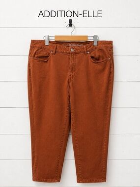 ADDITION ELLE Premium Denim Rust Orange Cropped Jeans Size 18